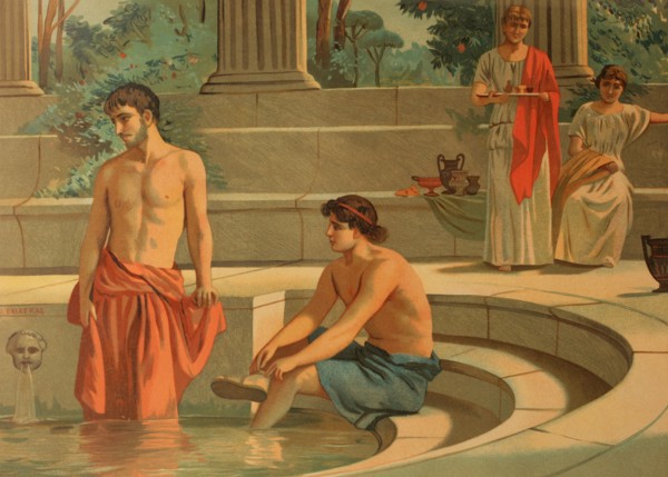 Peisistratos and Telemachus in the Palace of Menelaus in Sparta.