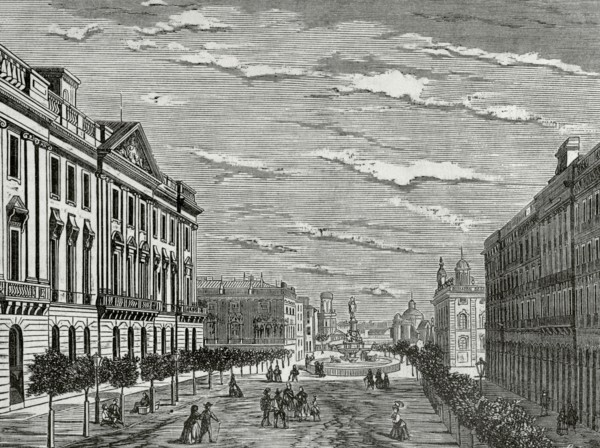 Panoramic of the square called La Plaza de Palacio.