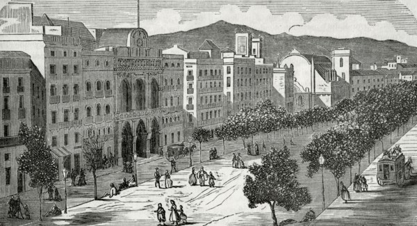 View of the Rambla and the Liceo Theater.