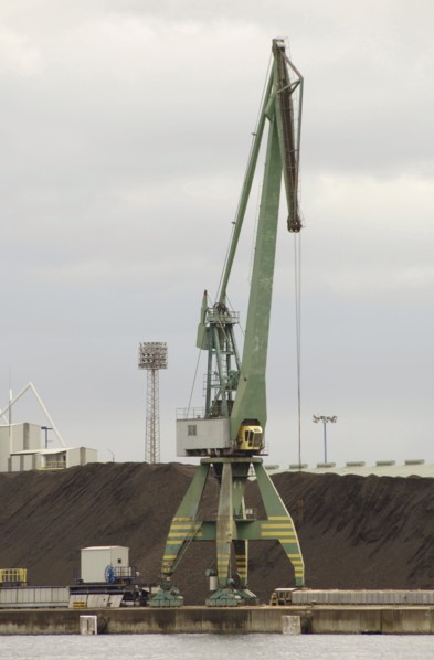 Commercial port. Crane.