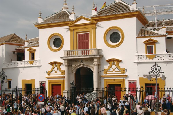 Real Maestranza (bullring). People outside the building.