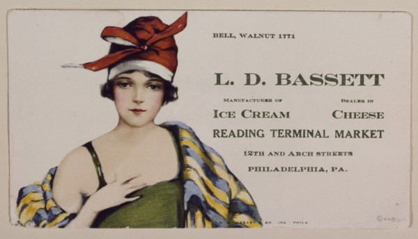 1920s-vintage advertising flier for the Bassett's Ice Cream stand in the Reading Terminal Market.  Bassett's was one of the original tenants.