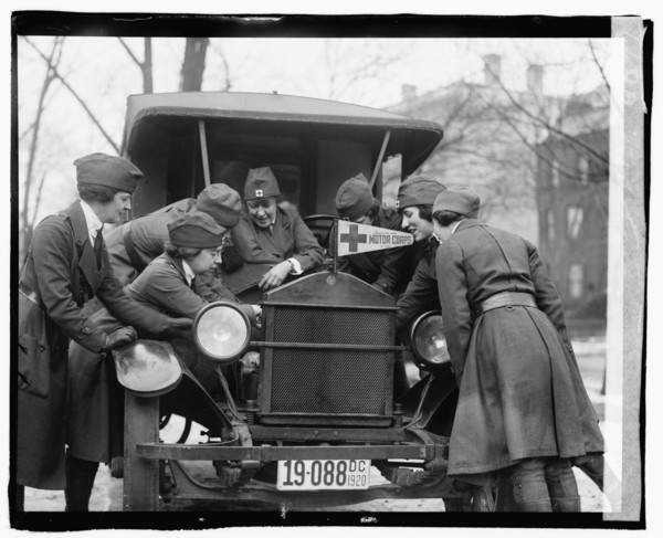 Circa 1920 -  Red Cross female ambulance drivers