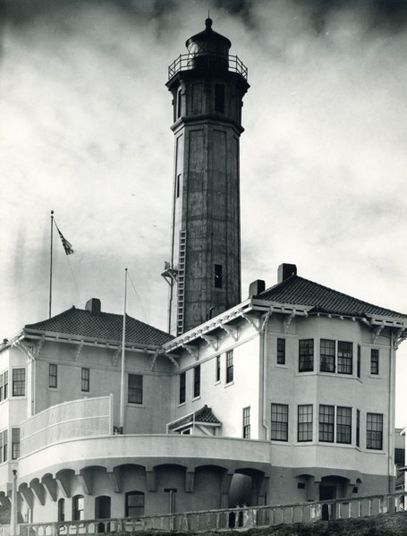 Alcatraz Prison, San Francisco, California, circa 1940 - Tower and grounds