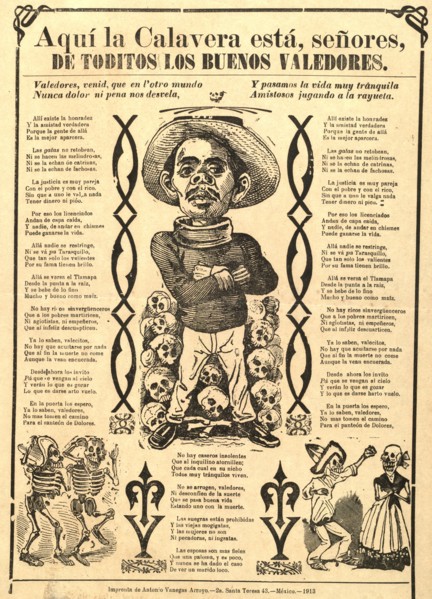 Aquí la calavera está, señores, de toditos los buenos valedores circa 1913.