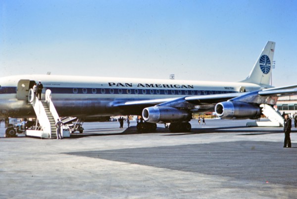 1962 Guatemala - Pan American Jet airplane on tarmac in Guatemala early 1960s.