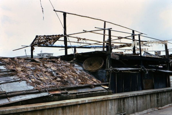 (R) 1973 - Drying seafood in Macau.