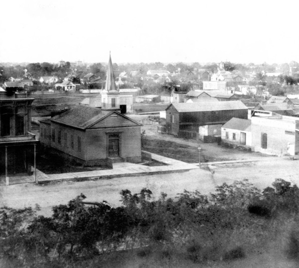 California History - Stockton from the Court House, looking North, San Joaquin County circa 1866.
