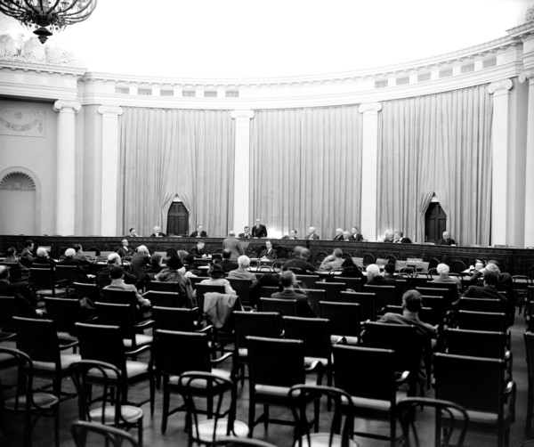 Empty Ways & Means Committee room, House Office Building circa 1939 .
