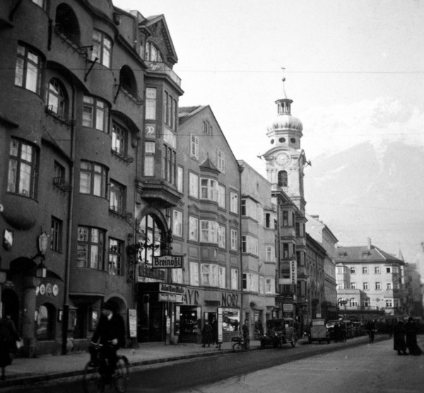 Innsburck Austria street scene circa late 1930s .