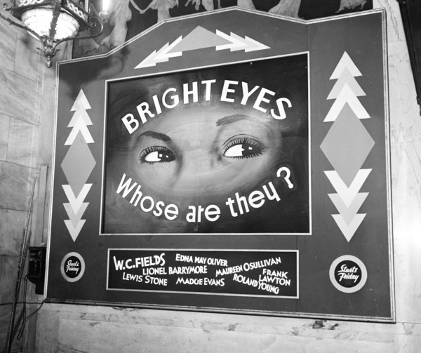 Advertising Bright Eyes at the Palace Theatre circa 1935.