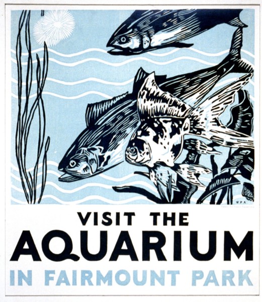 Visit the aquarium in Fairmount Park circa 1937.