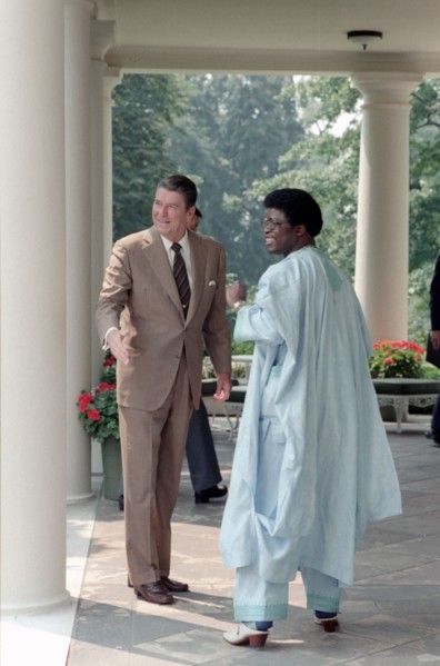 President Reagan with Liberian leader Samuel Doe.
