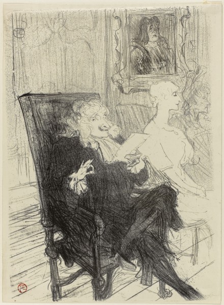 1893 Art Work -  Truffier and Moreno; in Les Femmes Savantes - Henri de Toulouse-Lautrec.