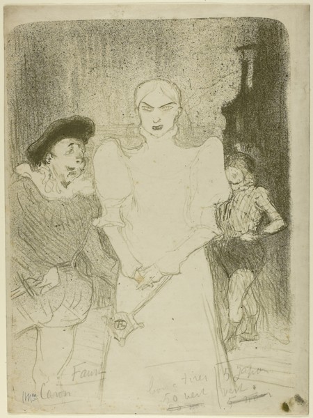 1893 Art Work -  At the Opera: Madame Caron in Faust Henri de Toulouse-Lautrec.