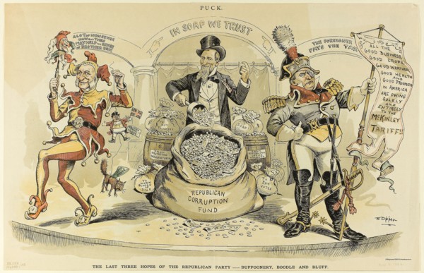 1892 Art Work -  The Last Three Hopes of the Republican Party; from Puck - Frederick Burr Opper.