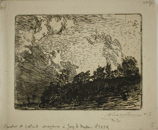 1893 Art Work -  Stormy Sunset; Jouy-le-Moutier - Louis Auguste Lepere.
