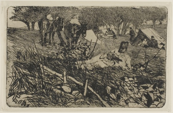 1893 Art Work -  The Letter at Camp - Giovanni Fattori.