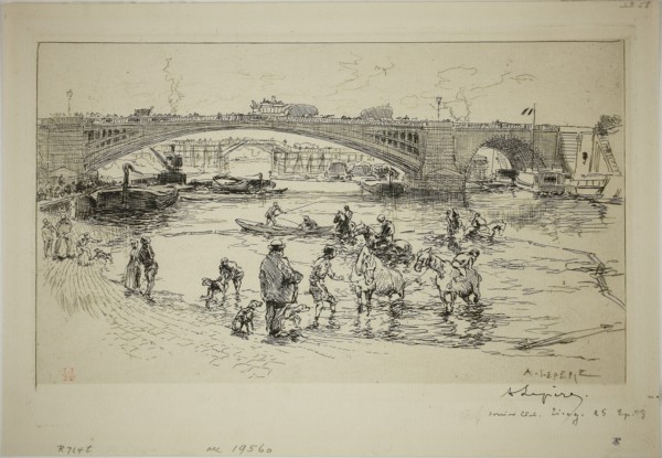 1892 Art Work -  At the Pont Sully - Louis Auguste Lepere.