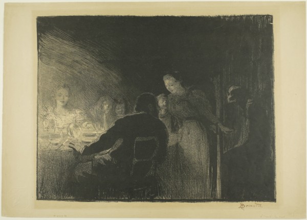 1893 Art Work -  The Visitor; from the third album of L'Estampe originale Albert Besnard.
