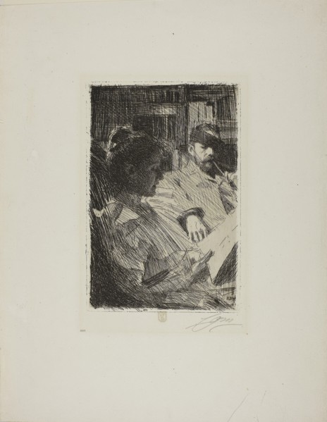 1893 Art Work -  Reading (Mr. and Mrs. Ch. Deering) - Anders Zorn.