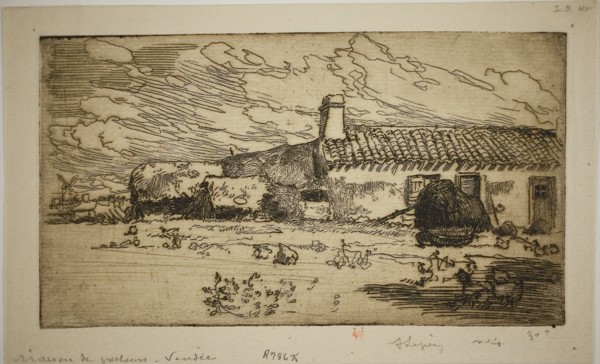 1892 Art Work -  Fisher's House; St. Jean-de-Mont - Louis Auguste Lepère.
