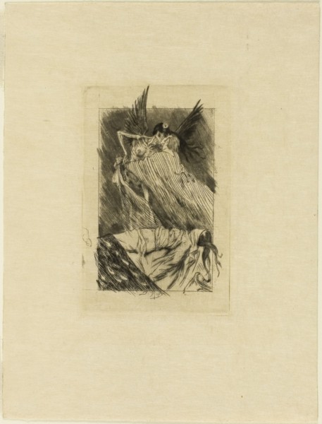 1893 Art Work -  Frontispiece to Les baisers morts - Felicien Rops.