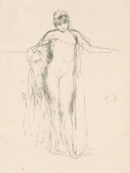 1893 Art Work -  Draped Model; Standing - James McNeill Whistler.