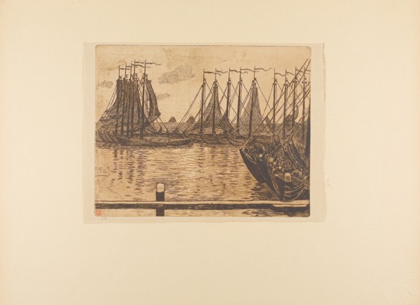 1893 Art Work -  Fishing Fleet; from the seventh album of L'Estampe originale Theo van Rysselberghe.