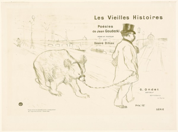 1893 Art Work -  Cover and Frontispiece to Les Vieilles Histoires - Henri de Toulouse-Lautrec.
