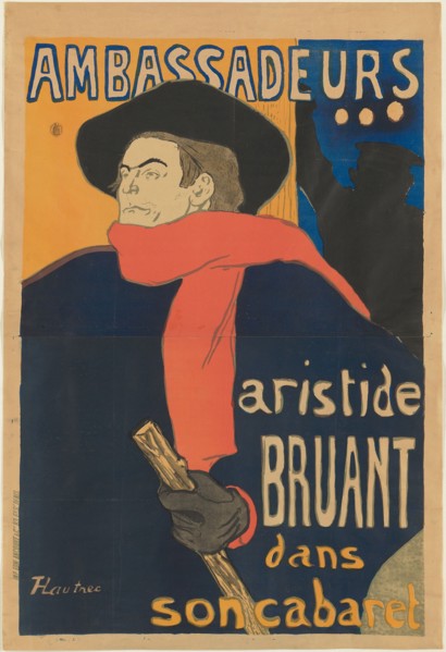 1892 Art Work -  Ambassadeurs: Aristide Bruant - Henri de Toulouse-Lautrec.