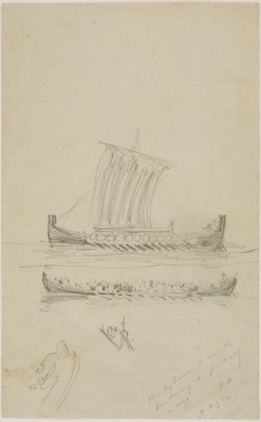 1893 Art Work -  Sketch of Captain Anderson's Sailing Vessel - Anders Zorn.