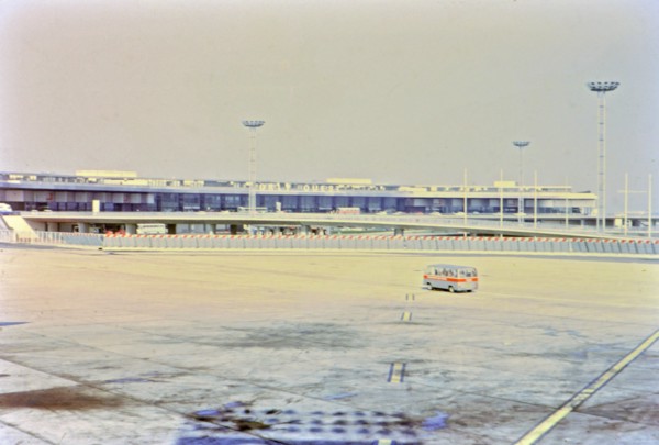 1972 France - (R) - A van driving across the tarmac at Orly Airport in Paris.