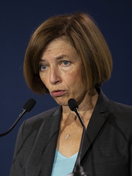 Florence Parly speaks at a press conference