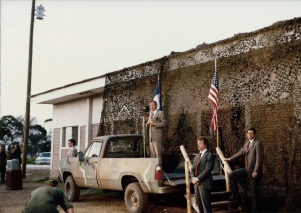 George H.W. Bush visits Soto Cano Air Base in Honduras