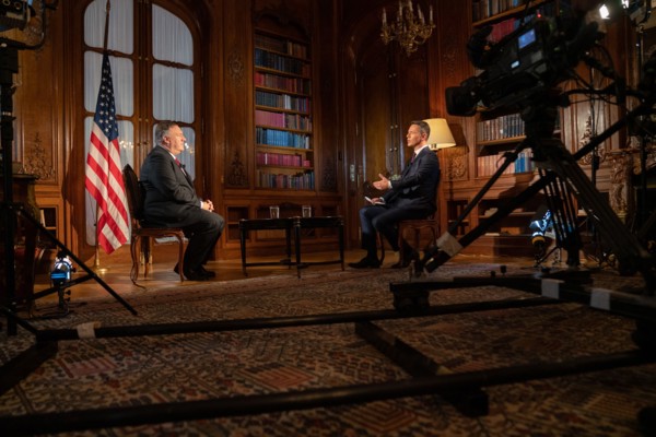 Secretary of State Mike Pompeo is interviewed by Martin Reznicek of Czech TV