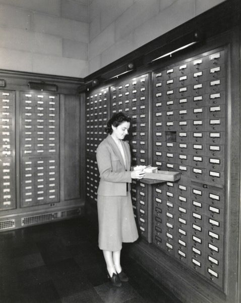 Photograph of Card Catalog in Central Search Room on National Archives Building