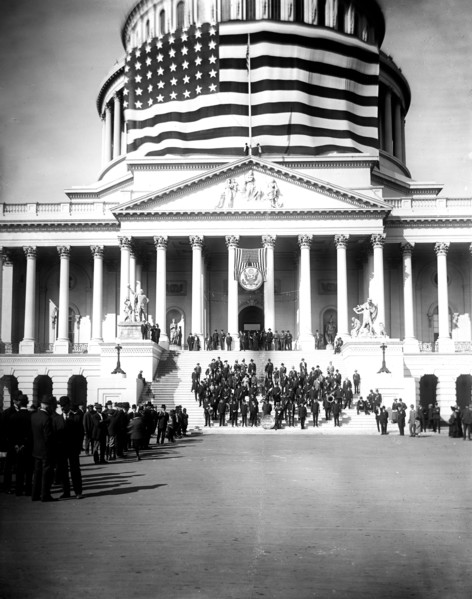 G.A.R. Parade and Large flag at United States Capitol