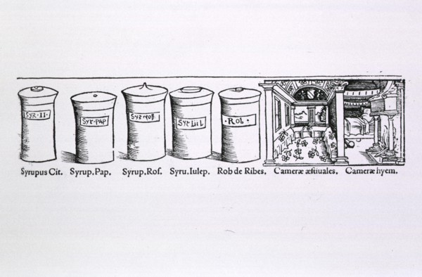 Containers of different kinds of syrups