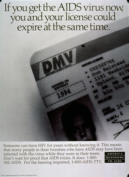 1980s Era HIV AIDS Prevention Public Service Poster.