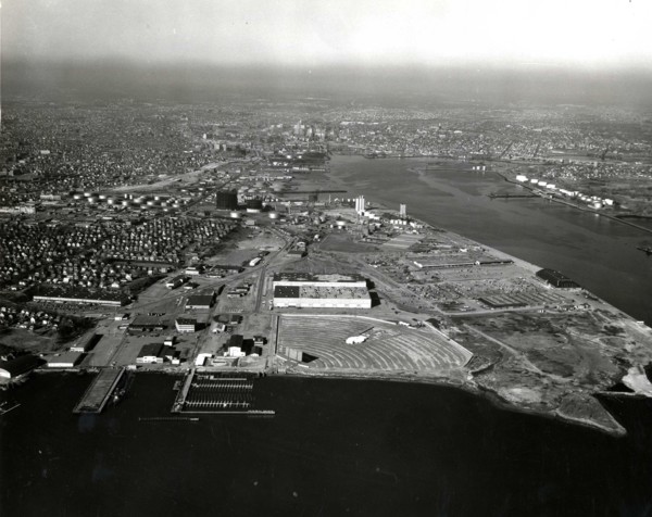 an aerial view of the industrial area at Fields Point