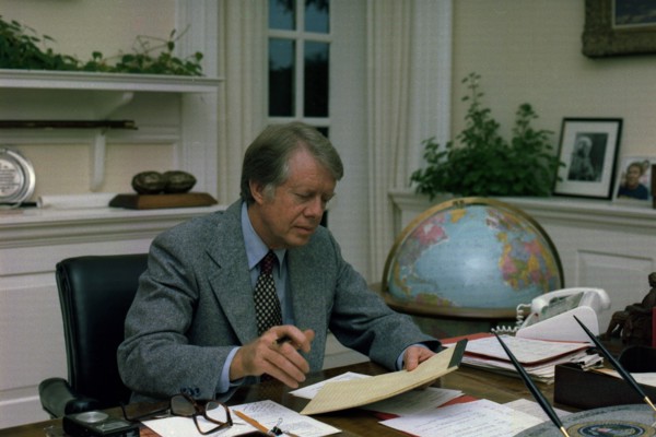 Jimmy Carter working in his study
