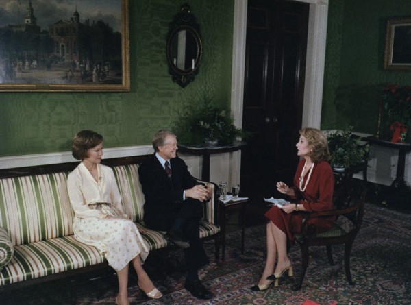 Rosalynn Carter and Jimmy Carter during an interview with Barbara Walters.