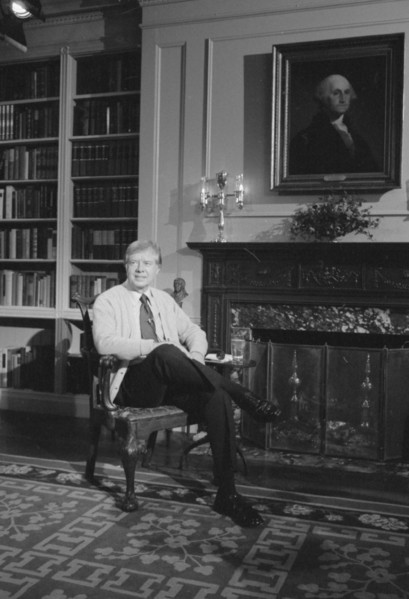 Photograph of Jimmy Carter in the White House Library