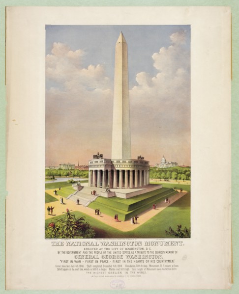 19th century lithograph of the National Washington Monument