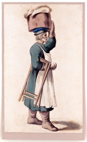Unidentified vendor basket on head