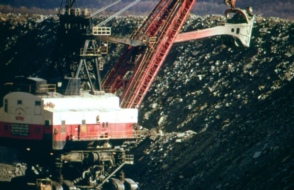 A Relatively "Small" Shovel Digs Into A Coal Seam