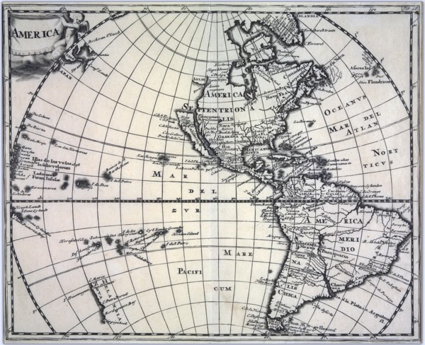Vintage map of America ca. 1697