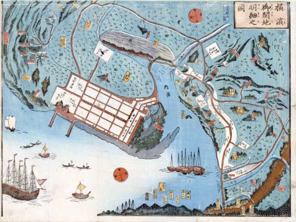 Detailed map of the developed port of Yokohama