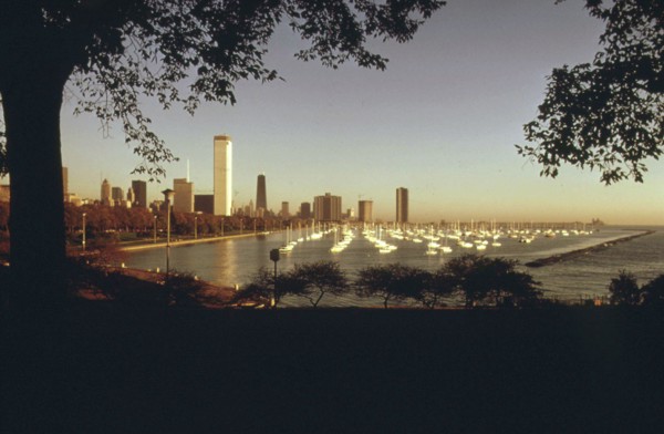 Lake Michigan Shoreline With A Marina